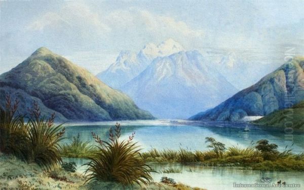 Diamond Lake & Mt Alfred ( Catalogued As Lake Grassmere ) Oil Painting by John Barr Clarke Hoyte