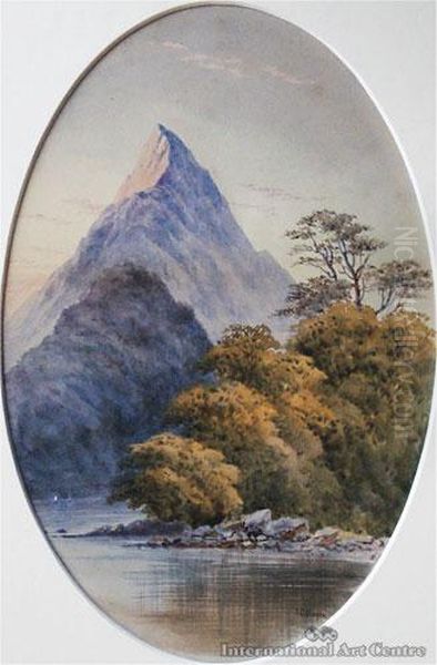 Mitre Peak Oil Painting by John Barr Clarke Hoyte