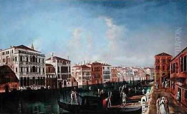 A View of the Grand Canal Venice Looking South-East from the Palazzo Michiel dalle Colonne to the Fondaco dei Tedesci Oil Painting by (follower of) Marieschi, Michele