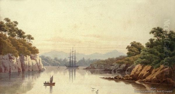 Queen Charlotte Sound Oil Painting by John Barr Clarke Hoyte