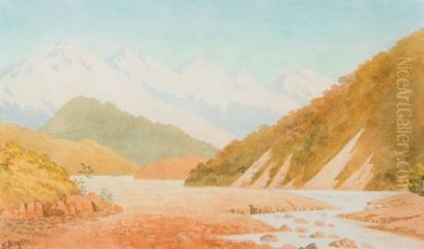 South Island Landscape Oil Painting by John Barr Clarke Hoyte