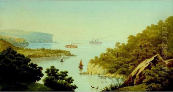 A View Of The Heads From Balmoral And Scene Within Portjackson Oil Painting by John Barr Clarke Hoyte