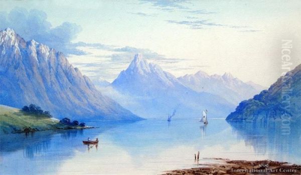 Lake Wakatipu Oil Painting by John Barr Clarke Hoyte