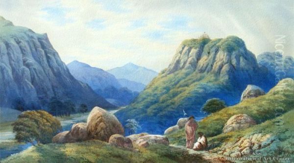 Remains Of Keroopas Pah, Te Whiti Gorge Oil Painting by John Barr Clarke Hoyte