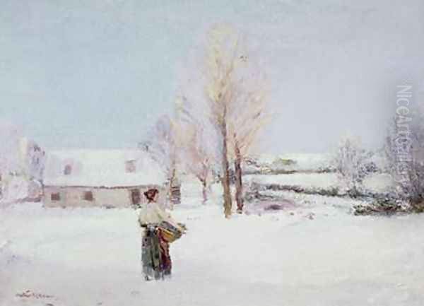 Walk through the Snow Oil Painting by Walter McAdam