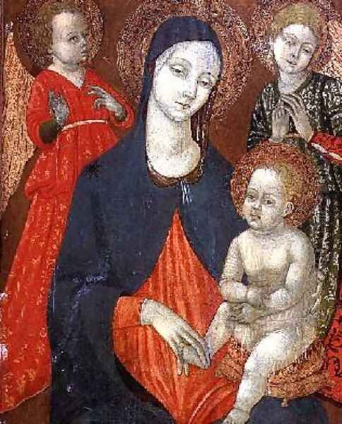 Madonna and Child with two Angels Oil Painting by (workshop of) Matteo da Siena