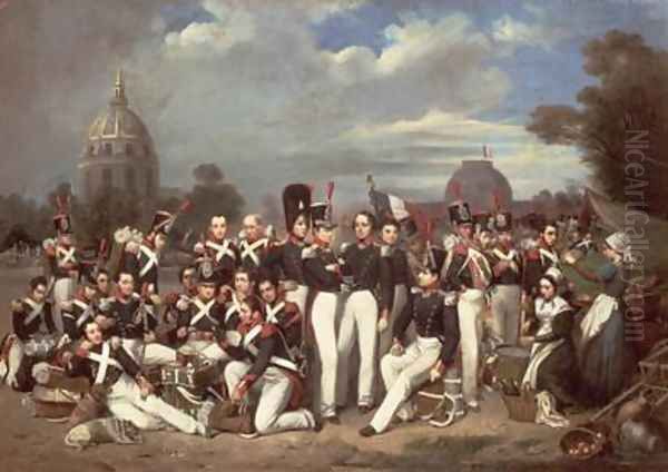 Company of the Second Legion in the Champ de Mars Paris 1836 Oil Painting by Auguste Antoine Masse