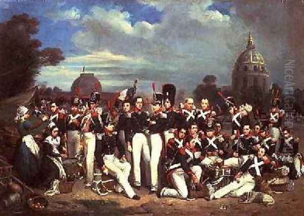 Company of the Second Legion in the Champ de Mars 1836 Oil Painting by Auguste Antoine Masse