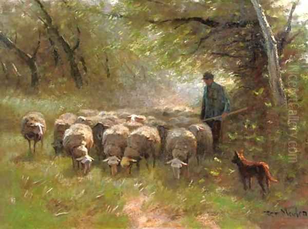 Grazing sheep Oil Painting by Francois Pieter ter Meulen