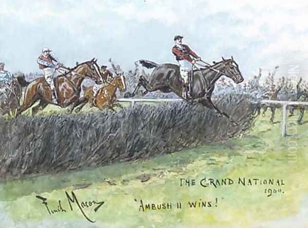 The Grand National, 1900. 'Ambush II wins' Oil Painting by George Finch Mason