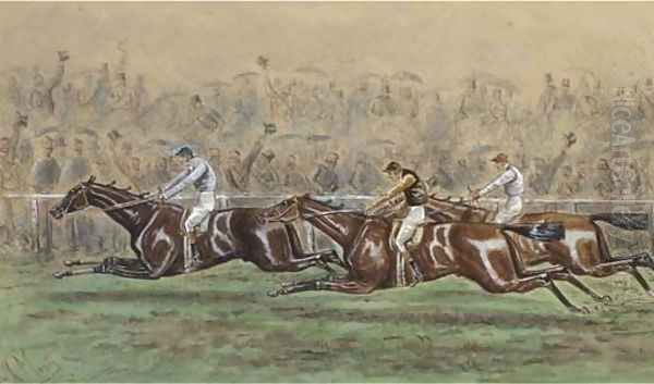 The Eclipse Stakes, Sandown Park, 1886 Oil Painting by George Finch Mason