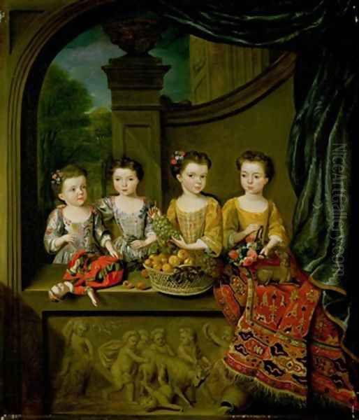 Portrait of the daughters of Sir Matthew Decker Bt 1718 Oil Painting by Jan Van Meyer