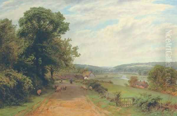 The river Test above Stockbridge, Hampshire Oil Painting by Roberto Angelo Kittermaster Marshall