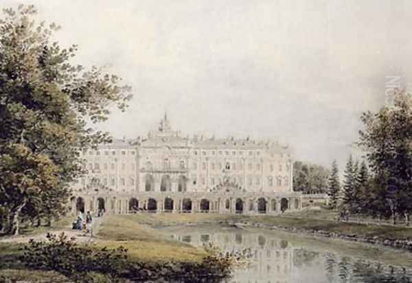 View of the Great Palace of Strelna near St Petersburg 1841 Oil Painting by Yegor Yegorovich Meier