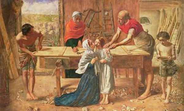 Christ in the House of His Parents 1863 Oil Painting by & Solomon, Rebecca Millais, J.E.