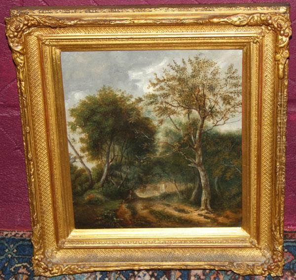 Woodland Scene Oil Painting by Thomas Hudson