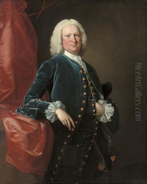 Portrait Of Ralph Thrale (1686-1758) Oil Painting by Thomas Hudson