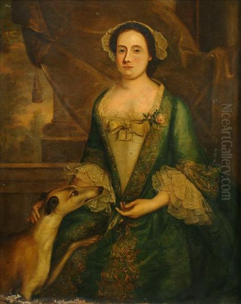 Portraitof A Lady With A Hound Oil Painting by Thomas Hudson