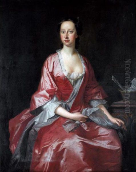 Portrait Of Margaret Ayshford, Wife Of John Wise Oil Painting by Thomas Hudson