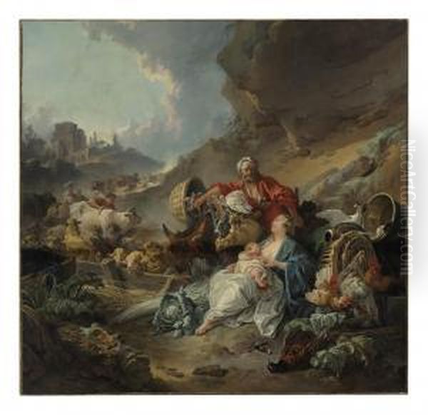 Une Caravanne Oil Painting by Jean-Baptiste Huet I