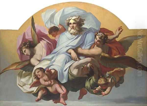 God the Father with angels and cherubs Oil Painting by Anton Raphael Mengs