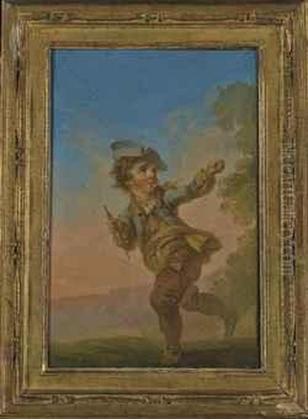 Enfant Jouant Avec Un Cerf-volant Oil Painting by Jean-Baptiste Huet I