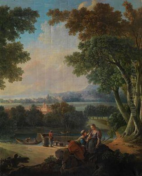 Eine Schaferszene In Einerweiten Landschaft Oil Painting by Jean-Baptiste Huet I