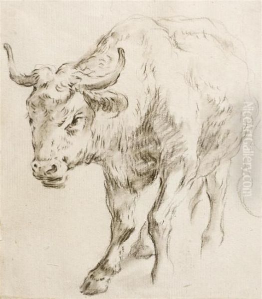 Walking Cow Oil Painting by Jean-Baptiste Huet I