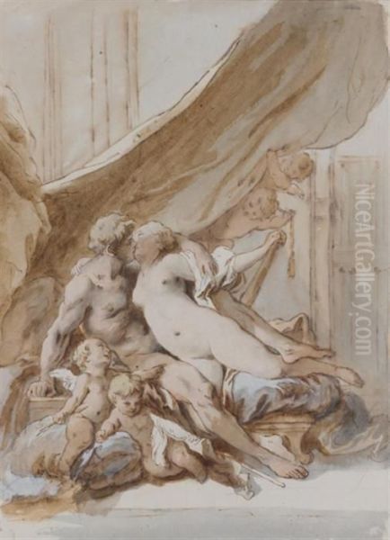 Mars Et Venus Oil Painting by Jean-Baptiste Huet I