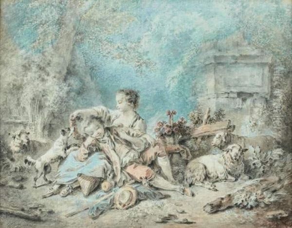 Pastorale Oil Painting by Jean-Baptiste Huet I