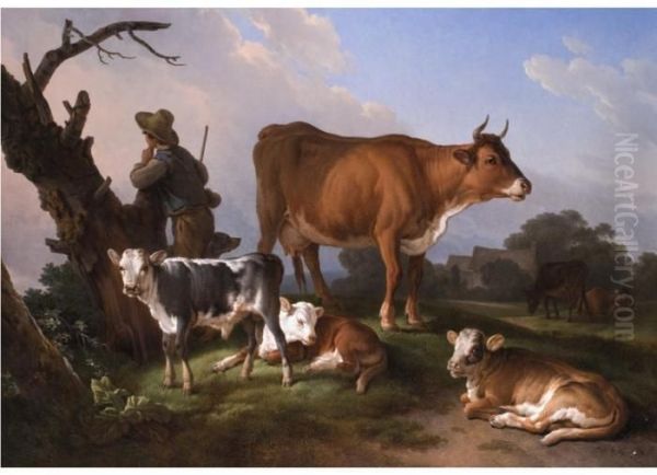 Gemaldepaar: Hirte Und Hirtin Oil Painting by Jean-Baptiste Huet I