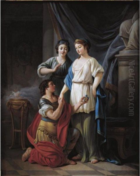 The Proposal Oil Painting by Jean-Baptiste Huet I