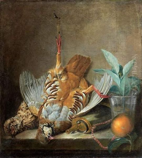 Nature Morte Aux Perdrix Et A L'orange Oil Painting by Jean-Baptiste Huet I