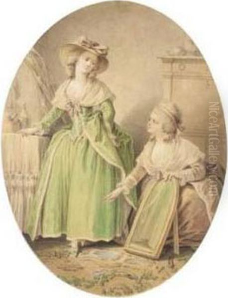 L'essai De La Belle Robe Oil Painting by Jean-Baptiste Huet I