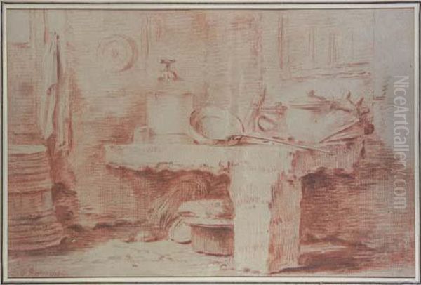 Interieur De Cuisine Oil Painting by Jean-Baptiste Huet I