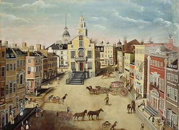 Old State House Boston 1801 Oil Painting by James Brown Marston