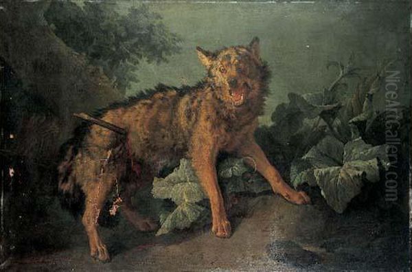 Le Loup Blesse Oil Painting by Jean-Baptiste Huet I