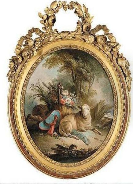 The Shepherdess Oil Painting by Jean-Baptiste Huet I