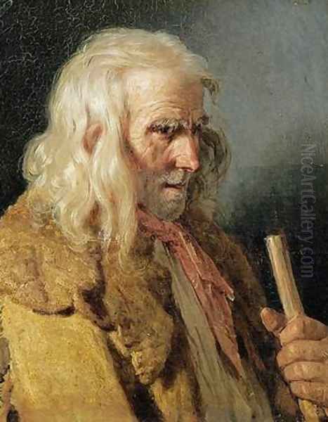 Portrait of a Breton Peasant 1834 Oil Painting by Jean-Jacques Francois Monanteuil