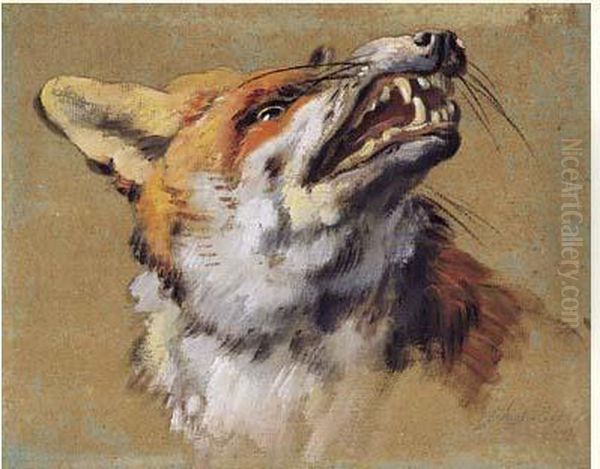 Tete De Renard Oil Painting by Jean-Baptiste Huet I