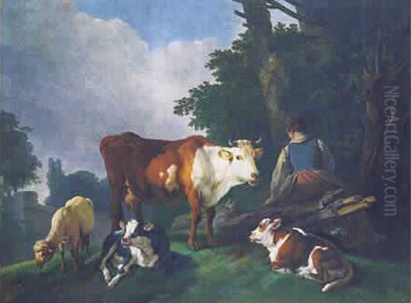 Paysage Pastoral Oil Painting by Jean-Baptiste Huet I