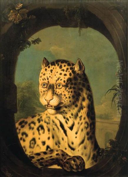 An Ocelot Oil Painting by Jean-Baptiste Huet I