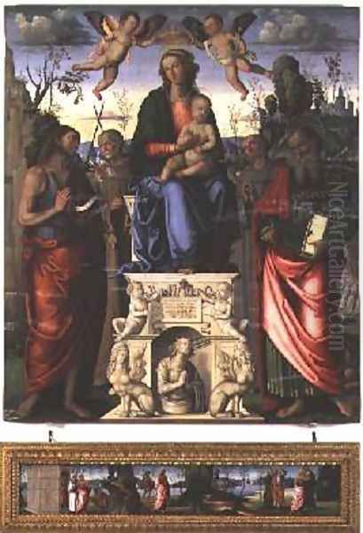 Madonna and Child with St John the Baptist St Bernardino of Siena and St Jerome Oil Painting by Marco Meloni