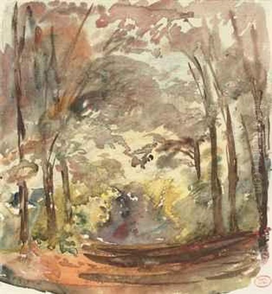 Sentier Forestier En Automne Oil Painting by Paul Huet