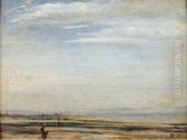 Plage Pres De Honfleur,face Au Havre Oil Painting by Paul Huet