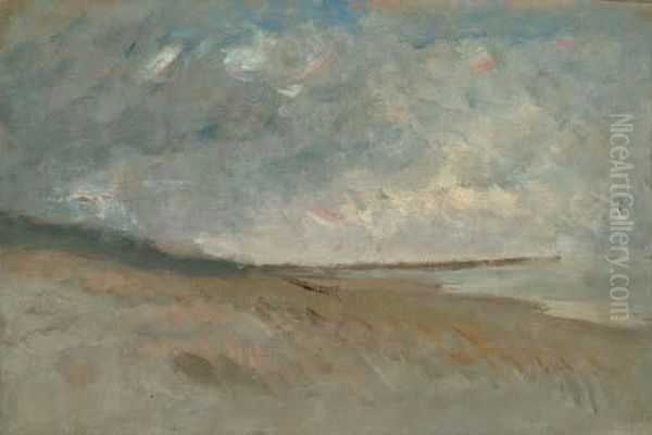 Orage Debutant Sur La Manche Oil Painting by Paul Huet