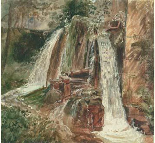 Le Moulin Normand, Vers 1835 Oil Painting by Paul Huet