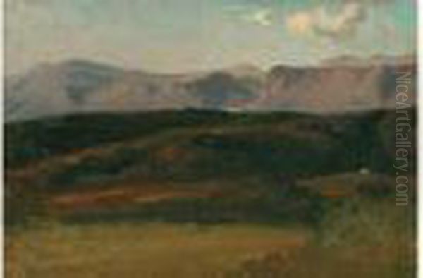 Paysage D'auvergne, Vers Le Mont Dore Oil Painting by Paul Huet