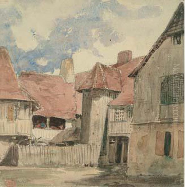 Vieilles Maisons Normandes Oil Painting by Paul Huet