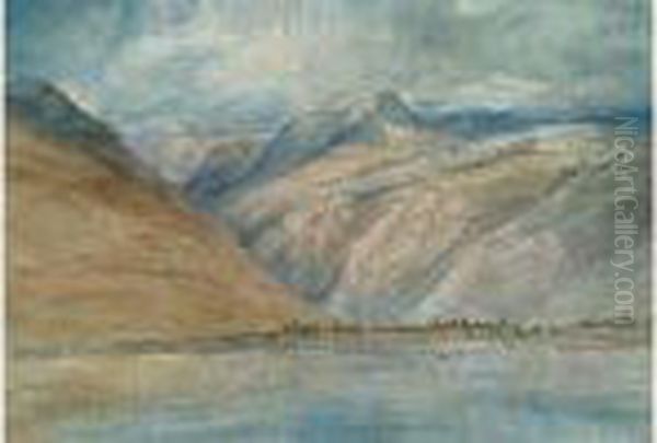 Montagnes Et Lac En Auvergne Oil Painting by Paul Huet